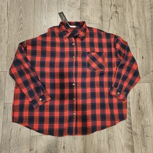Fantaslook Classic Red and Black Checkered Men's Shirt 5XL NWT